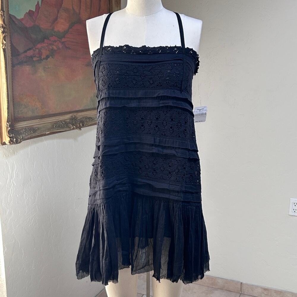 Dark Fairy Whimsigoth Lace Tiered Black Mini Dress Boho Women S Free People